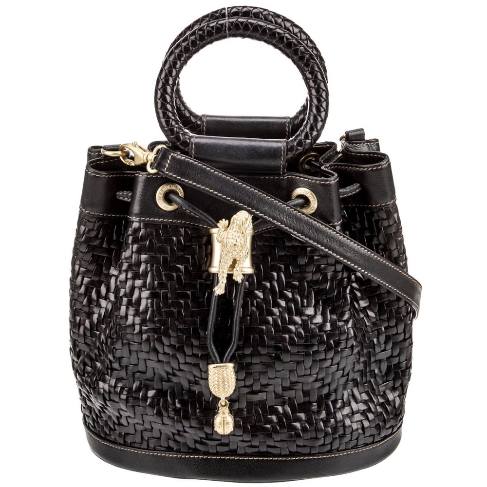 Kieselstein Cord Elegant Black Woven Bucket Bag
